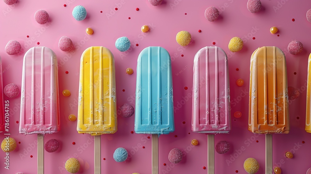 3D Array of Ice Cream Bars Mockup. Isolated Background 3D Array of Ice Cream Bars Mockup. Isolated Background