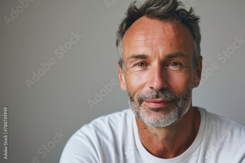 Portrait of a handsome middle-aged man with grey hair and beard