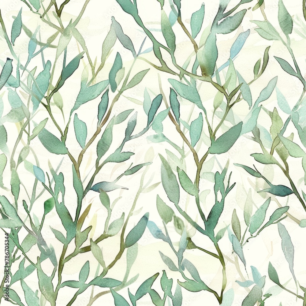 Elegant Watercolor Eucalyptus Branches Seamless Pattern for Design