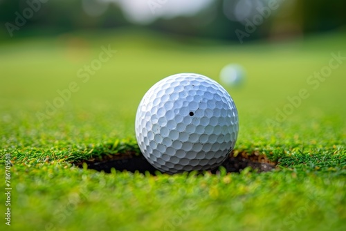 Golf Ball in Hole on Grass