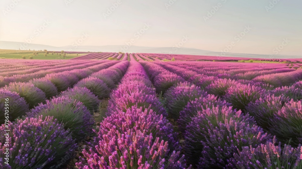 Serene Lavender Field at Sunset: A Natural Aromatherapy Landscape