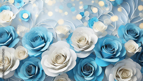 Enchanting Blue and White Roses with Ample Copy Space for Your Design Projects. Stunning High-Resolution Flowers, Perfect for Wedding Invitations, Greeting Cards, Website Banners, Social Media Posts