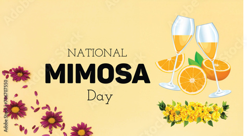 National Mimosa Day vector. Glasses of champagne with orange icon  Mimosa celebratory toast vector. Mixed drink with orange juice. Mimosa Day photo