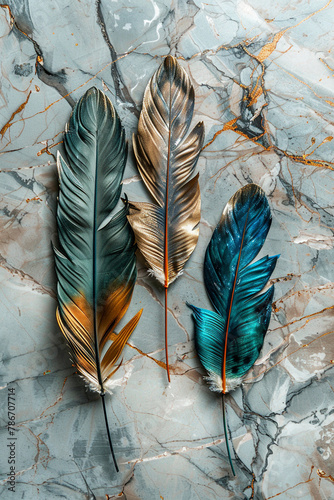 panel wall art, marble background with feather designs , wall decoration 