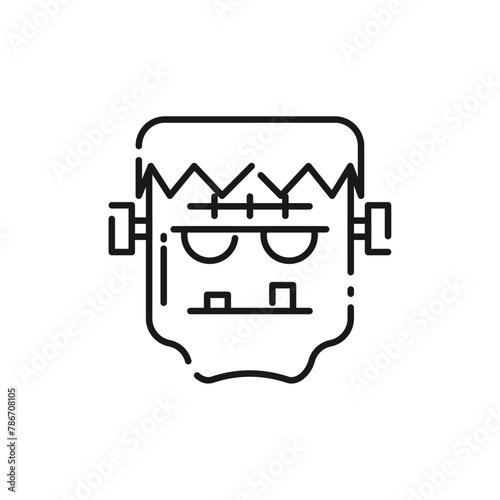 Frankenstein Line Icon - Halloween Elements Icon Vector Illustration.