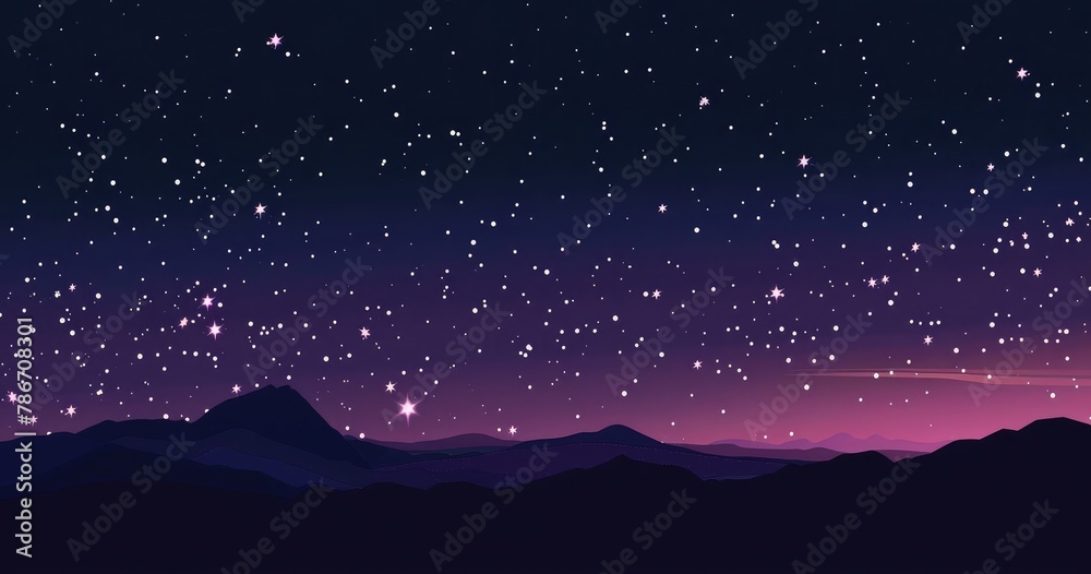 Starlit Twilight Over Mountains
