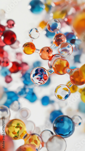 A colorful image of many different colored spheres, chemical elements
