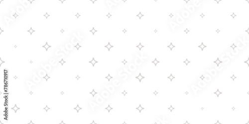 Subtle vector seamless pattern with small diamonds, outline stars, sparkles. Abstract gray and white geometric texture. Simple minimal repeated background. Elegant geo design for decor, package, print photo