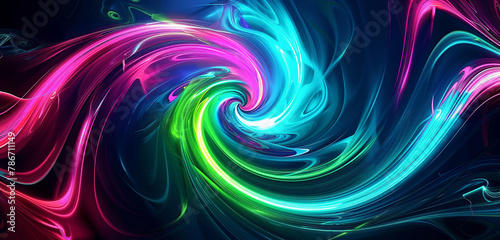 Captivating abstract swirl of neon colors - electric lime  hot pink 