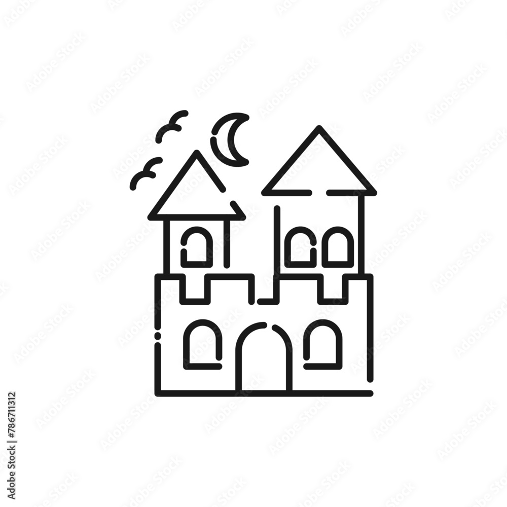 Ghost Castle Palace Line Icon - Halloween Elements Icon Vector Illustration. Ghost Castle Palace Line Icon - Halloween Elements Icon Vector Illustration.