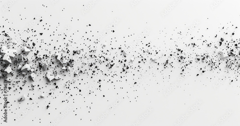 black and white sprinkles falling on white background