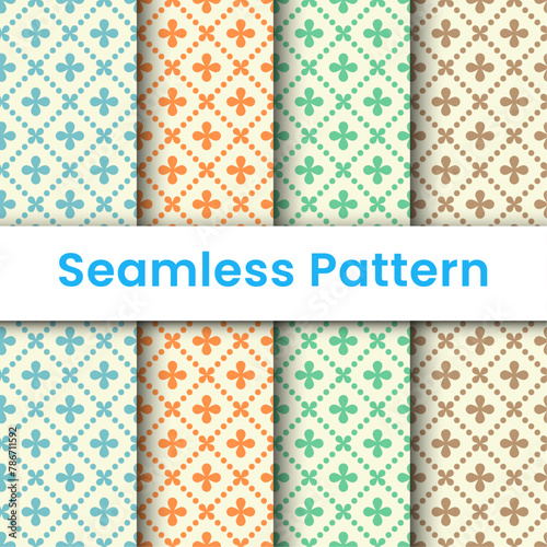 Set of colorful Abstract seamless pattern of flowers for wallpaper, background and fabric