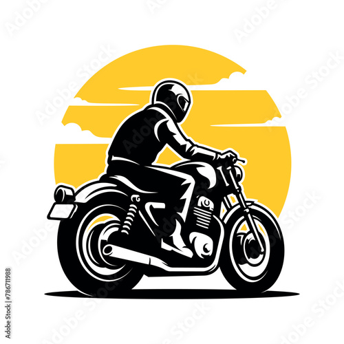 a biker riding a motorcycle illustration vector © winana