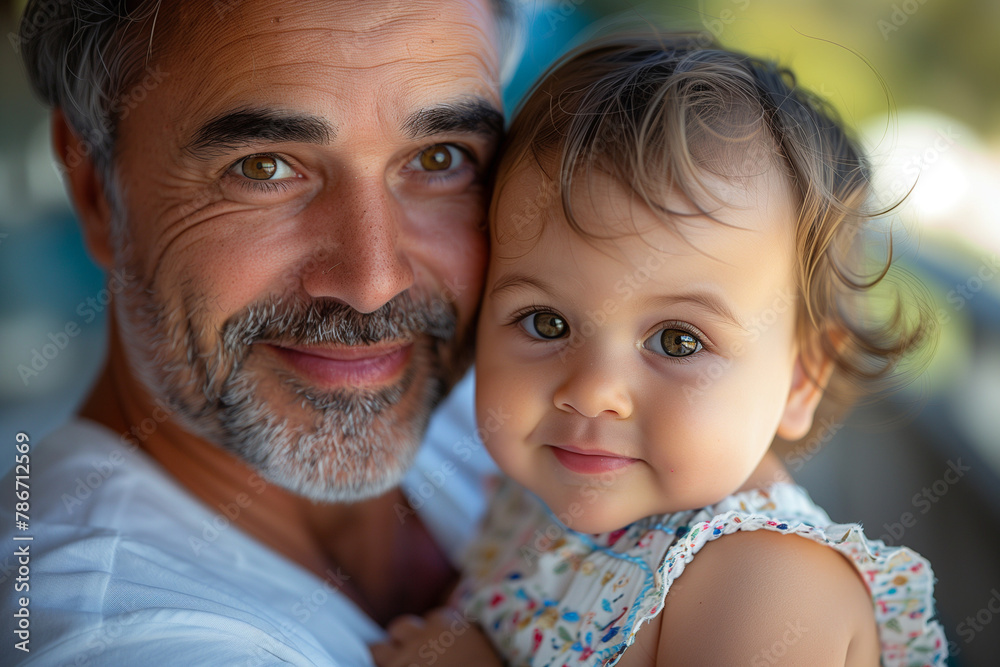 Happy White Dad and Child Bonding on Father's Day Happy White Dad and Child Bonding on Father's Day