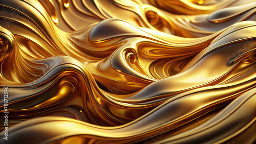 Abstract Gold Metallic Wave Pattern Texture