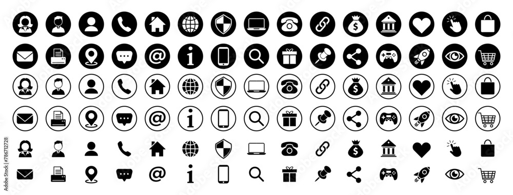 Fototapeta premium Set of Contact and web icons.Vector 
