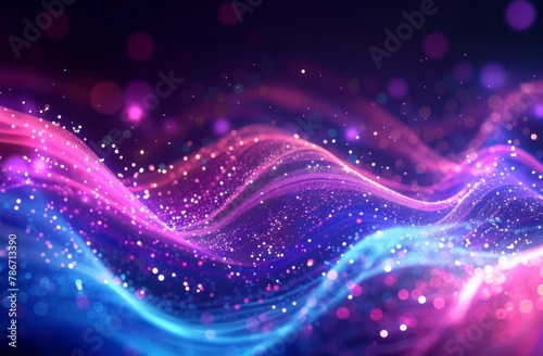 Future technology blue and purple background image with dynamic gradient of glowing elements © Da
