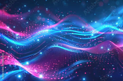 Future technology blue and purple background image with dynamic gradient of glowing elements