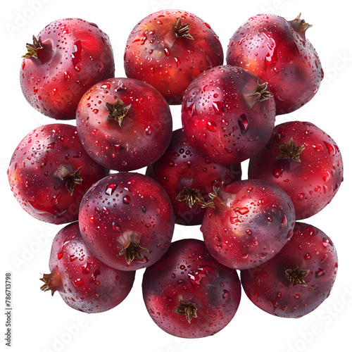  A photorealistic image of fresh hawthorn berries, their bright red color, isolated on a Transparent background, PNG Cutout