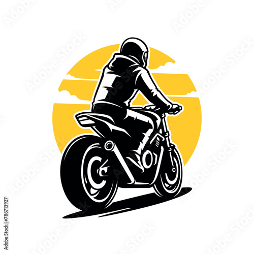 silhouette of a biker riding motorcycle illustration vector © winana