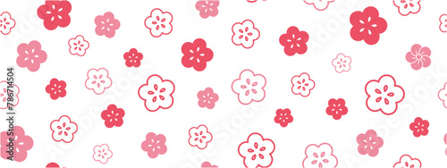 梅の花の家紋・シンボルイラストの総柄シームレスベクター