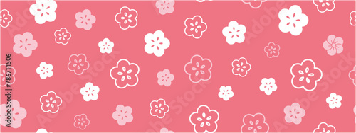 梅の花の家紋・シンボルイラストの総柄シームレスベクター