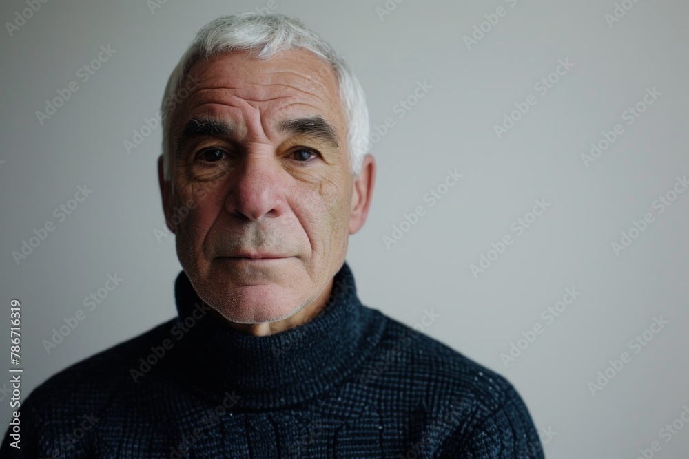 Portrait of a senior man with grey hair in a black sweater Portrait of a senior man with grey hair in a black sweater