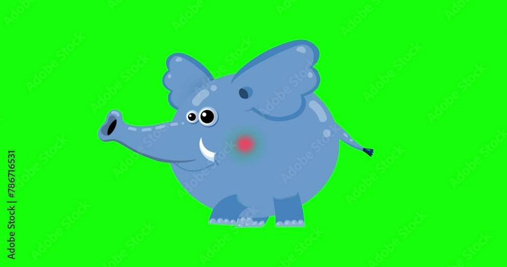 Cartoon blue elephant animation walking in place greenbox. Animated character isolated. Good for any material for kids, adverts, etc... Cartoon blue elephant animation walking in place greenbox. Animated character isolated. Good for any material for kids, adverts, etc...