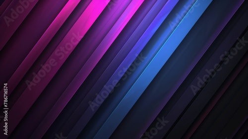 Abstract neon geometric background, gradient color with black, blue and purple panels texture. Retrowave style