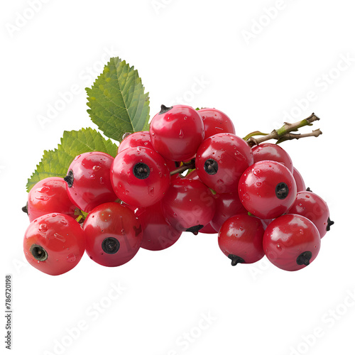  A realistic photo of fresh buffalo berries, their bright red, slightly translucent appearance, isolated on a Transparent background, PNG Cutout photo