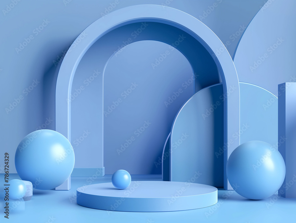 Blue Geometric Shapes in Abstract Composition Blue Geometric Shapes in Abstract Composition