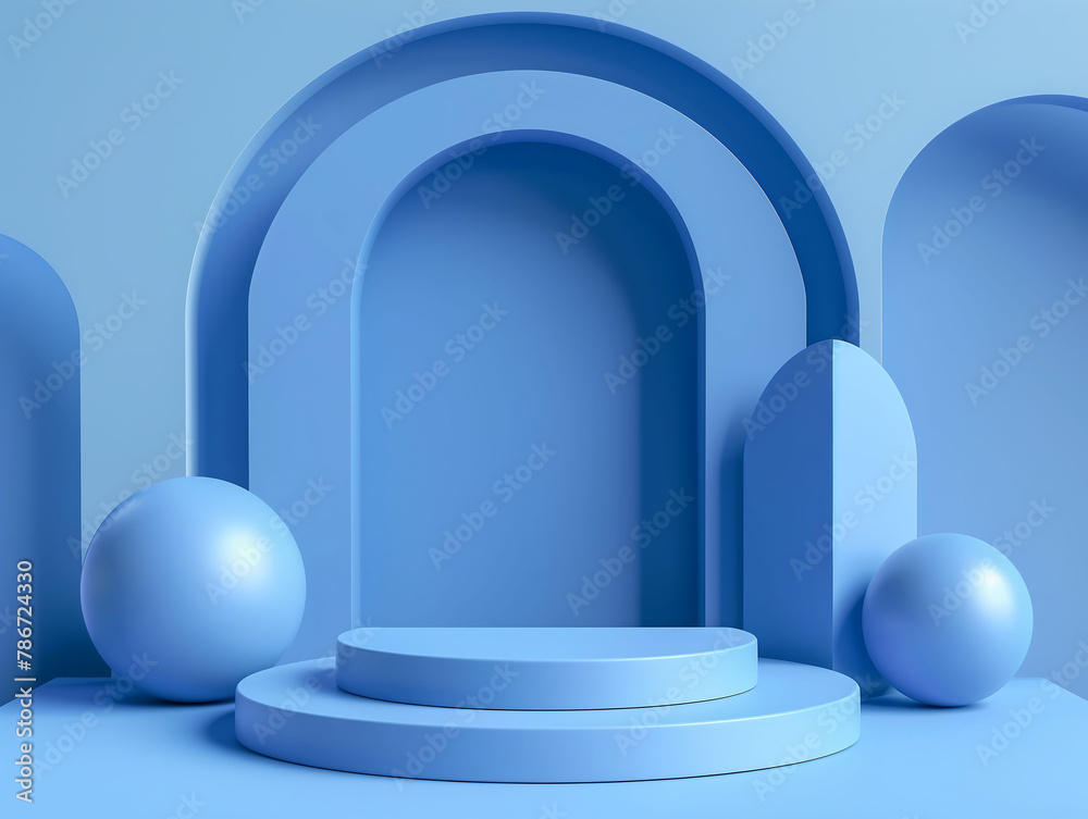 Blue Geometric Shapes in Abstract Composition Blue Geometric Shapes in Abstract Composition