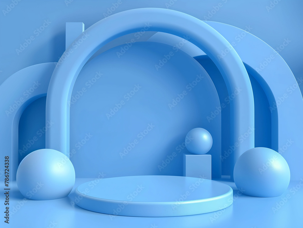 Blue Geometric Shapes in Abstract Composition Blue Geometric Shapes in Abstract Composition