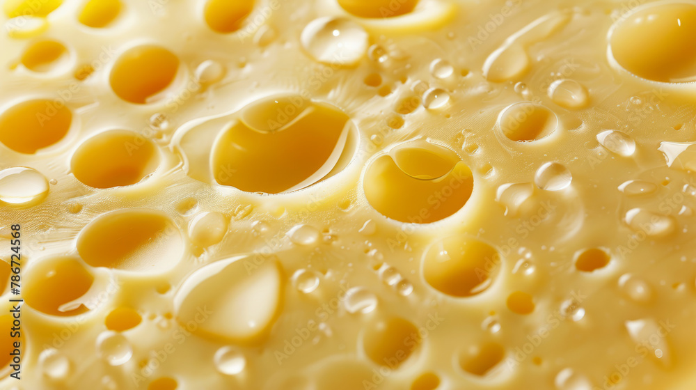 Closeup of Fresh yellow cheese with big holes texture background Closeup of Fresh yellow cheese with big holes texture background