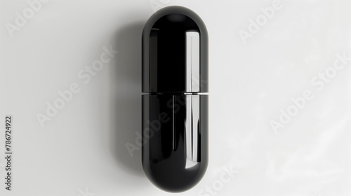 Monochrome Medication: Sleek Black Capsule on White