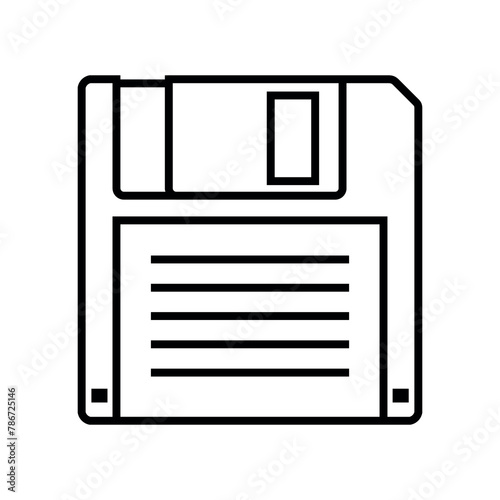 Floppy disk (diskette) icon. Symbol of conservation or information. Computer floppy disk (disk) for recording data.