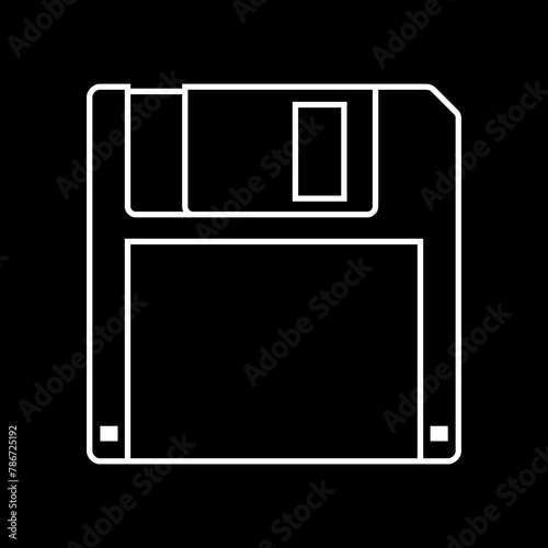 Floppy disk (diskette) icon. Symbol of conservation or information. Computer floppy disk (disk) for recording data.