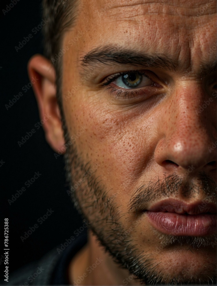 Obraz premium A man with a beard and brown hair looking at the camera. Generative AI.