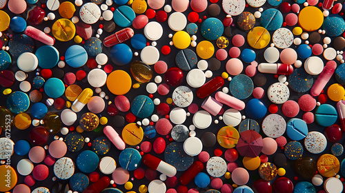 Kaleidoscopic View of Colorful Medication Variety