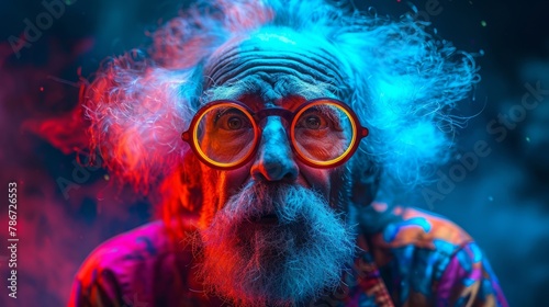 眼鏡をかけたシニア男性の顔ポートレート,Generative AI AI画像 photo