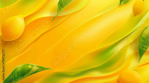 Abstract bright yellow fruit background with mango