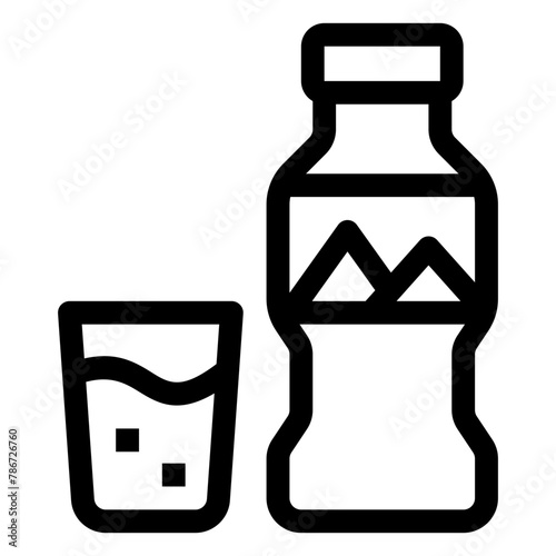 mineral water glass outline icon and illustration