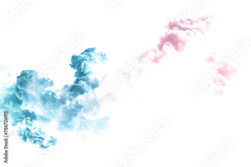 Pastel pink and blue color clouds on transparent background.