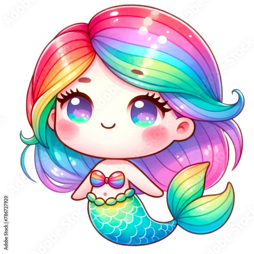 Colorful Rainbow Mermaid Characters Clipart Collection   An enchanting collection of rainbow mermaid clipart  mermaids in vibrant hues  Under the sea watercolor clipart  Fantasy Mermaid