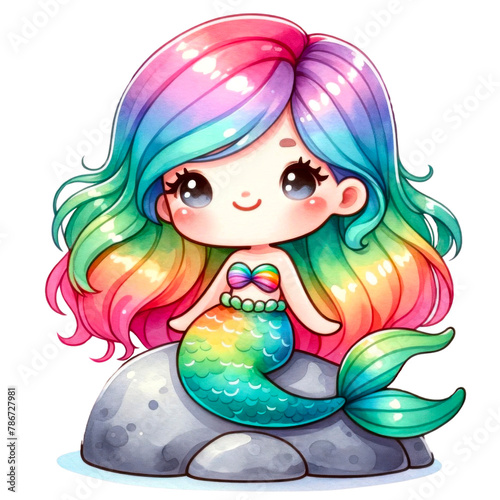 Colorful Rainbow Mermaid Characters Clipart Collection
, An enchanting collection of rainbow mermaid clipart, mermaids in vibrant hues, Under the sea watercolor clipart, Fantasy Mermaid