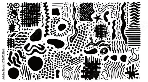 Abstract Black Geometric Dot, Line, and Curve Pattern for Modern Design