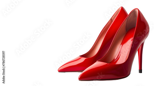 High-heeled shoes in red. Sexy shoes. White background. There is space for text © Ziyan
