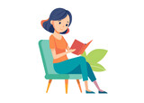 woman reading a book. Vector Illustration