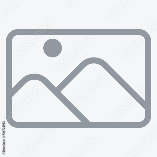 No photo thumbnail graphic element. No found or available image in the gallery or album. Flat picture placeholder symbol for the app, website, or user interface design. Vector illustration