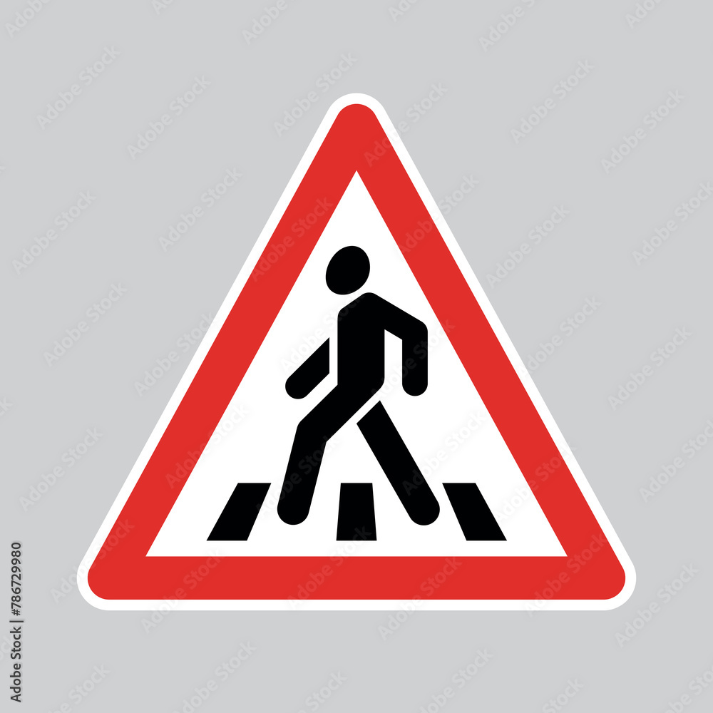 Pedestrian crossing (crosswalk) sign. Road sign, a man crosses the road. Walking man. Pedestrian crossing (crosswalk) sign. Road sign, a man crosses the road. Walking man.